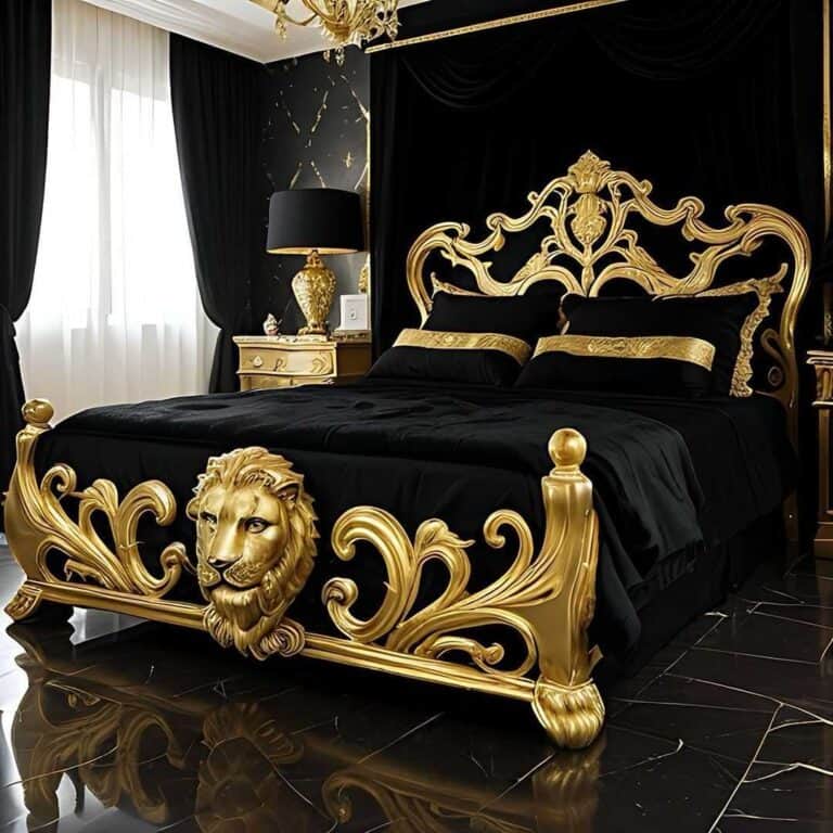 Black And Rose Gold Bedroom