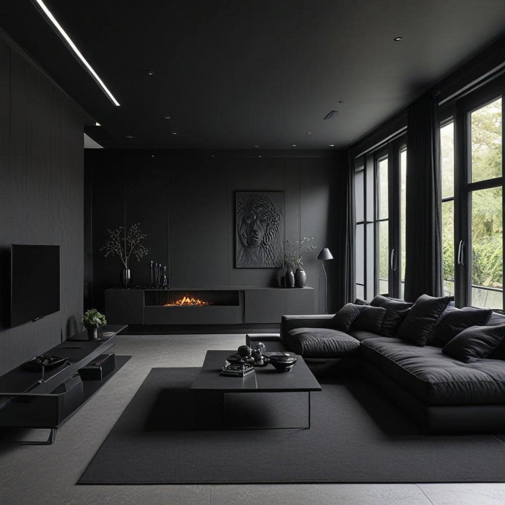 black living room