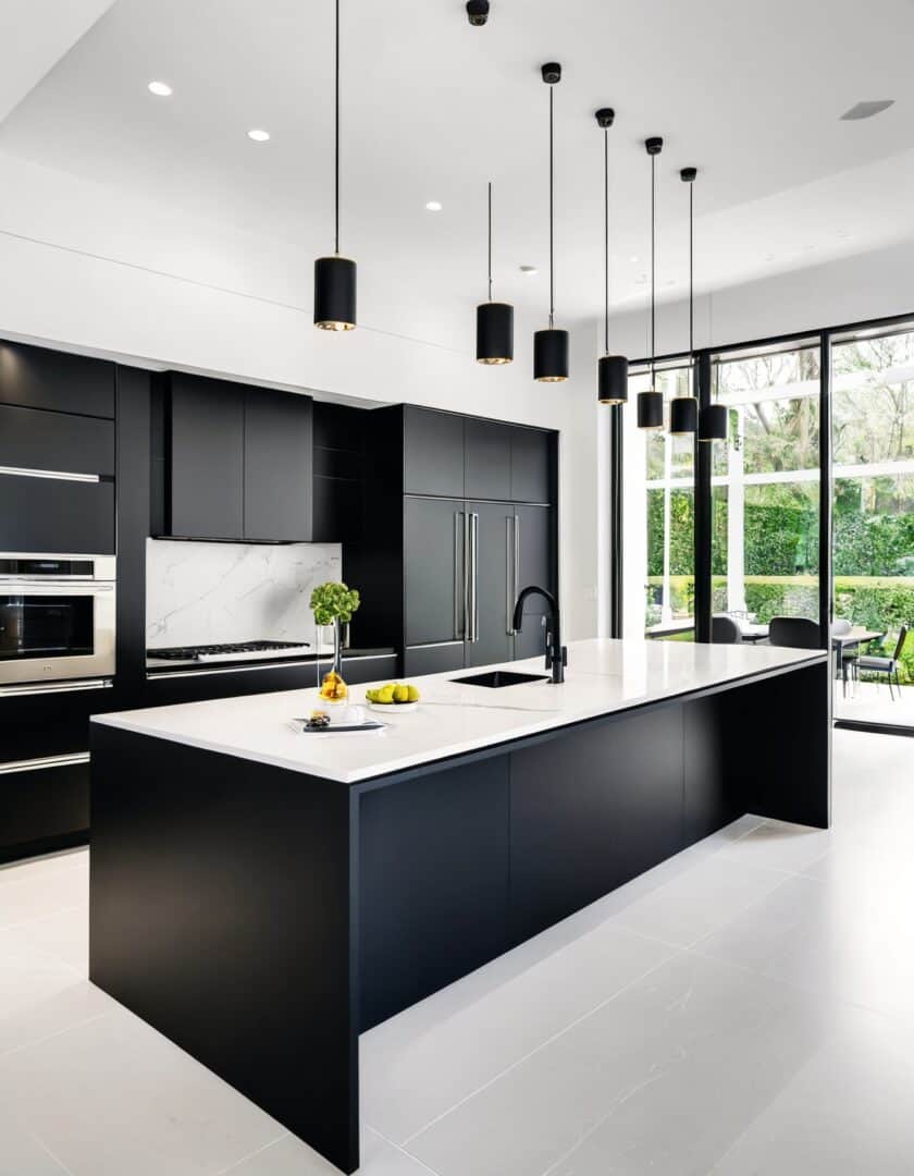 19 Elegant Kitchens Featuring Black Cabinets and White Countertops ...