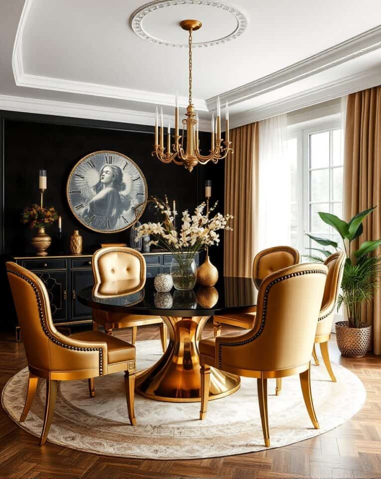 Gold and Black: 15 Luxury Dining Room Ideas – DecoFond