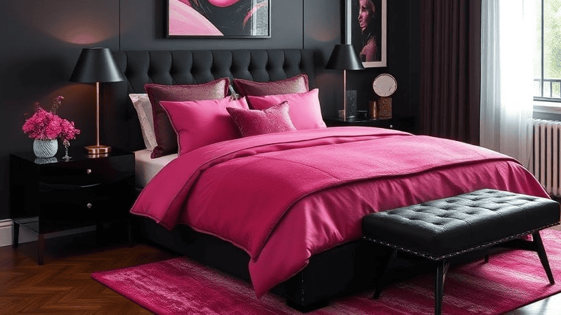 black-and-pink-bedrooms