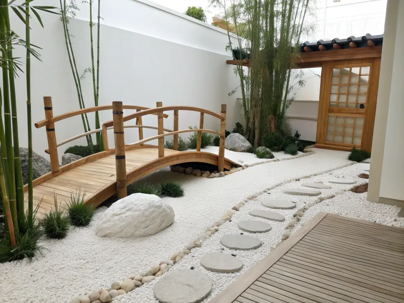 Zen Garden with White Rocks