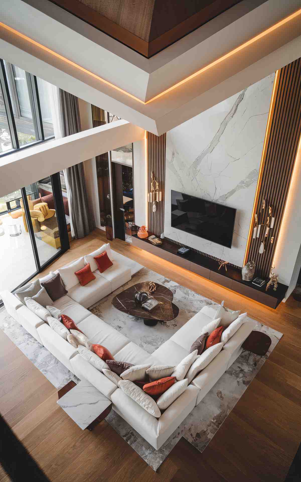 Modern double height living room