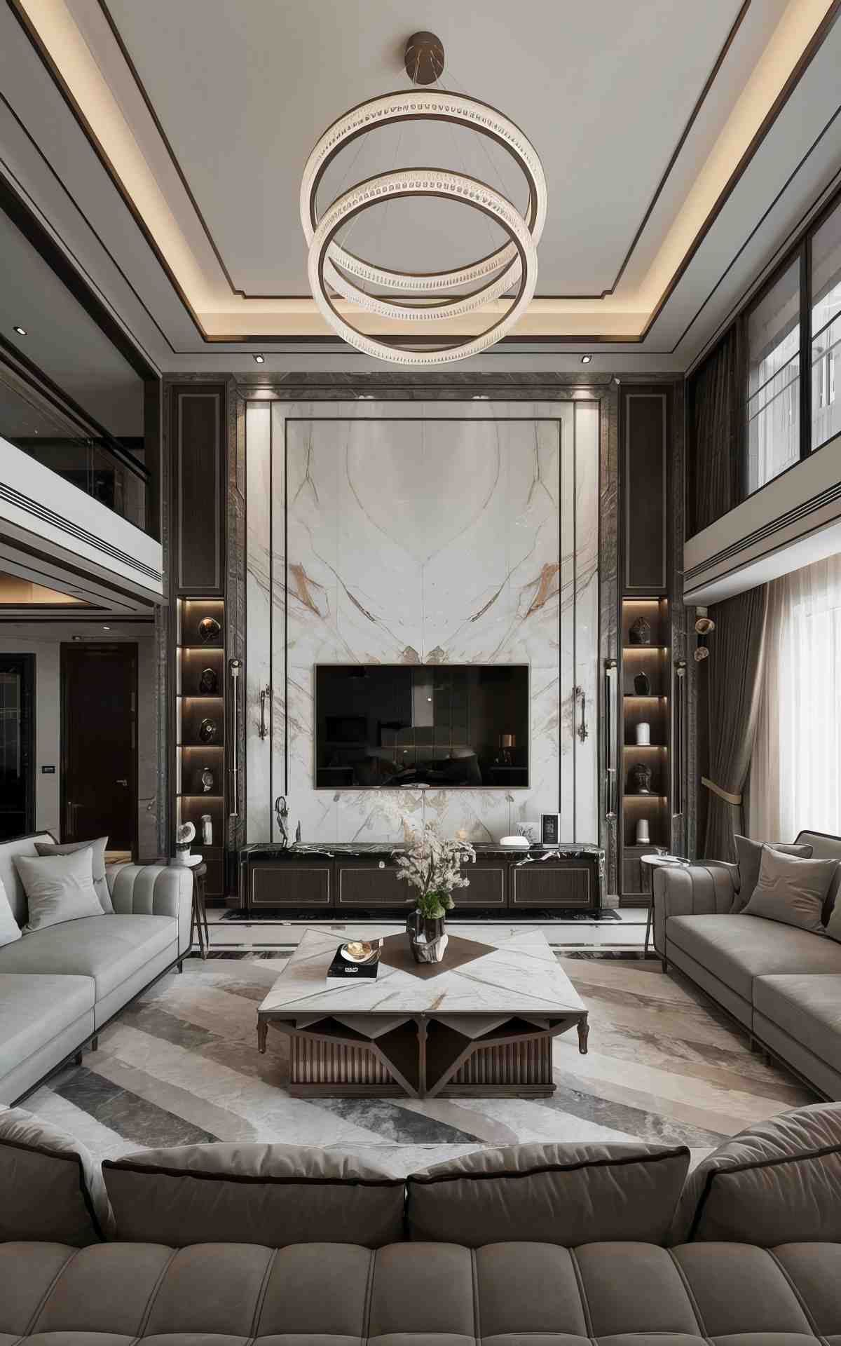 Grand double height living room