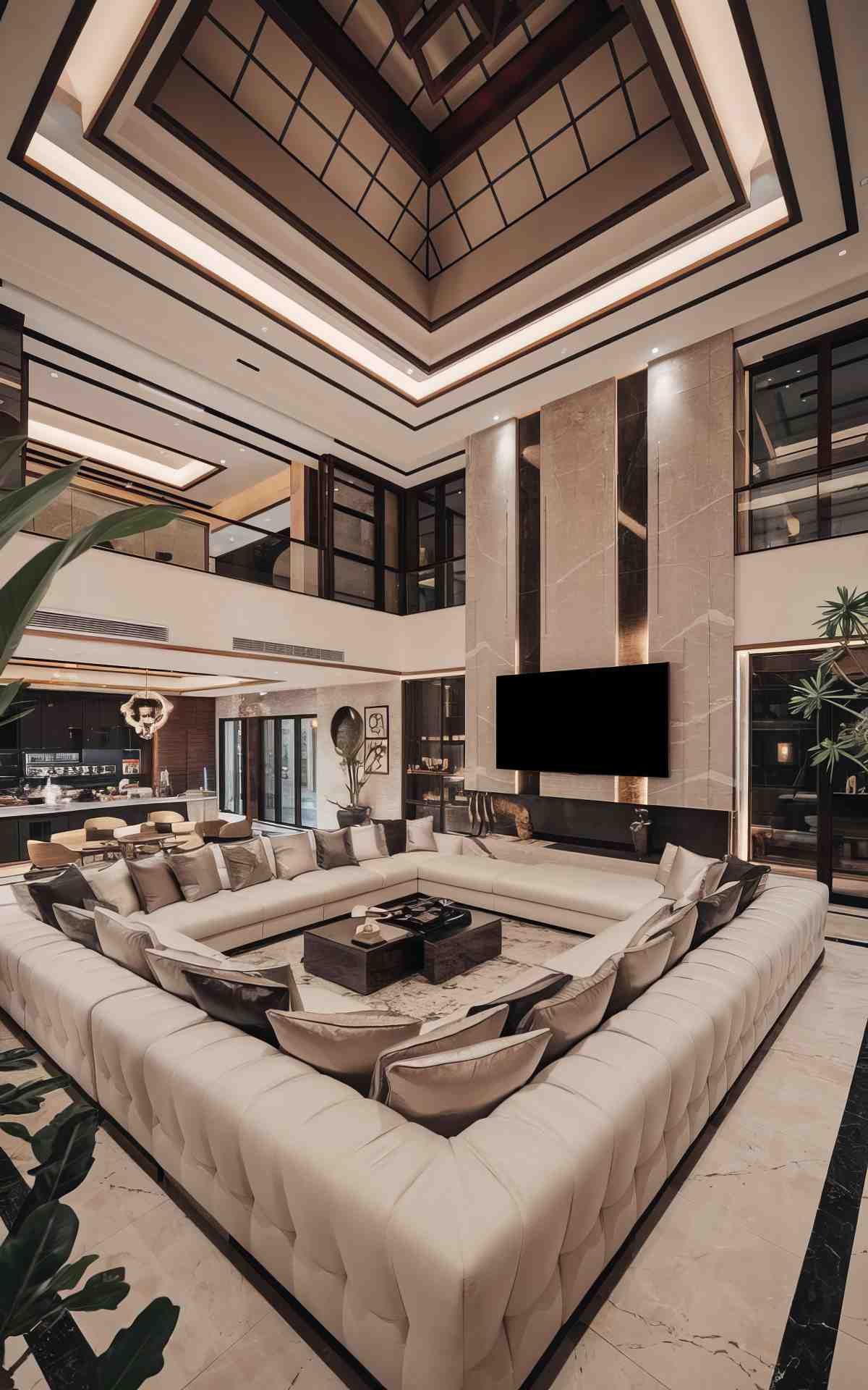 Luxurious double height living room