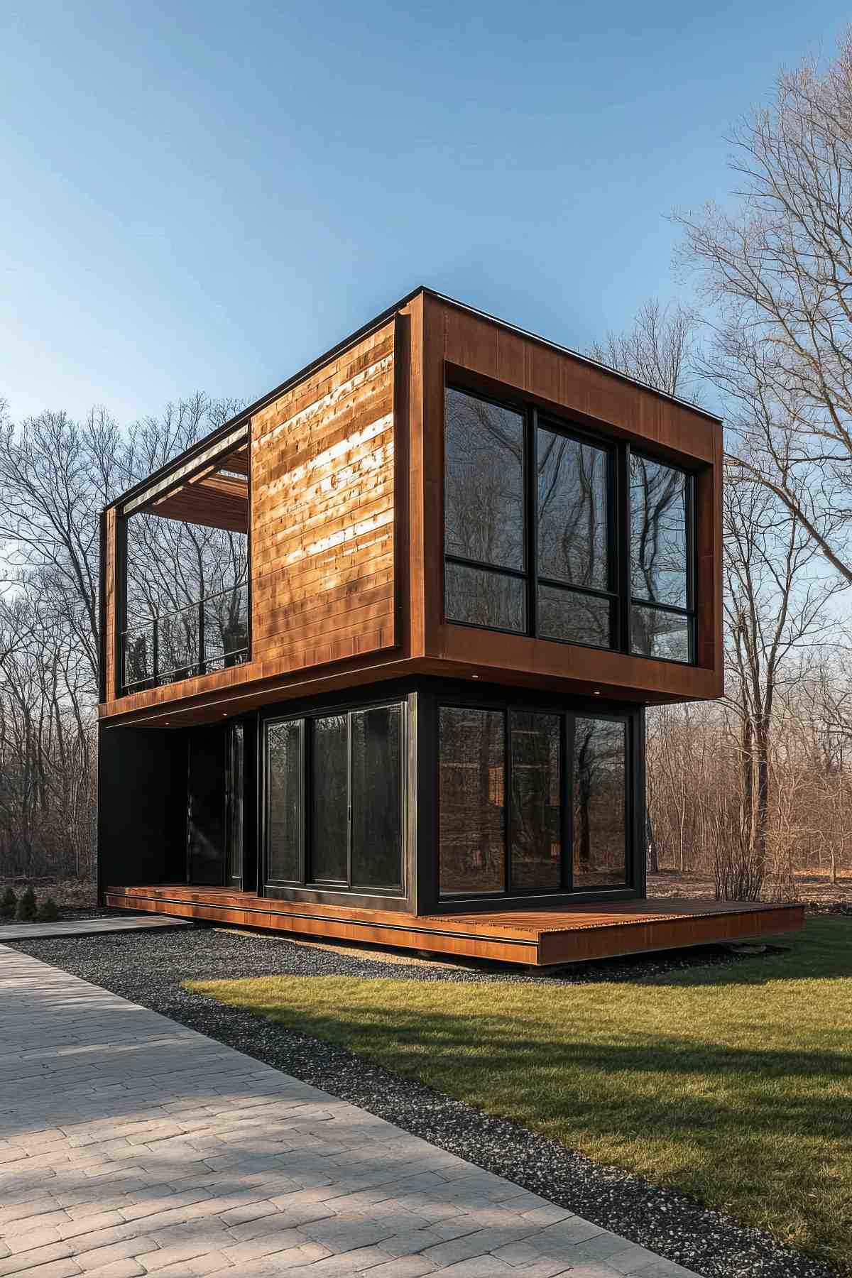 Eco-friendly container home in forest