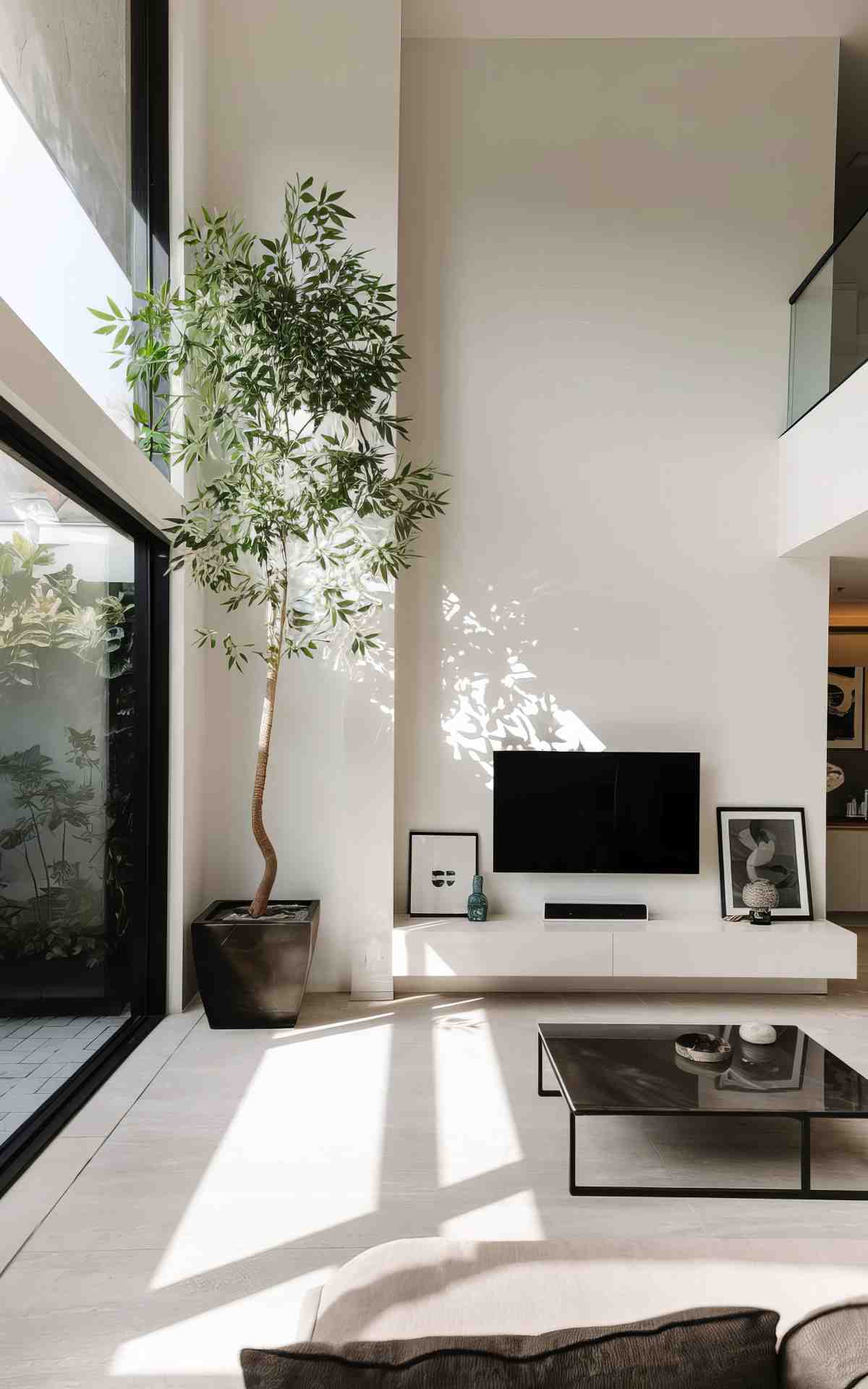 Serene double height living room