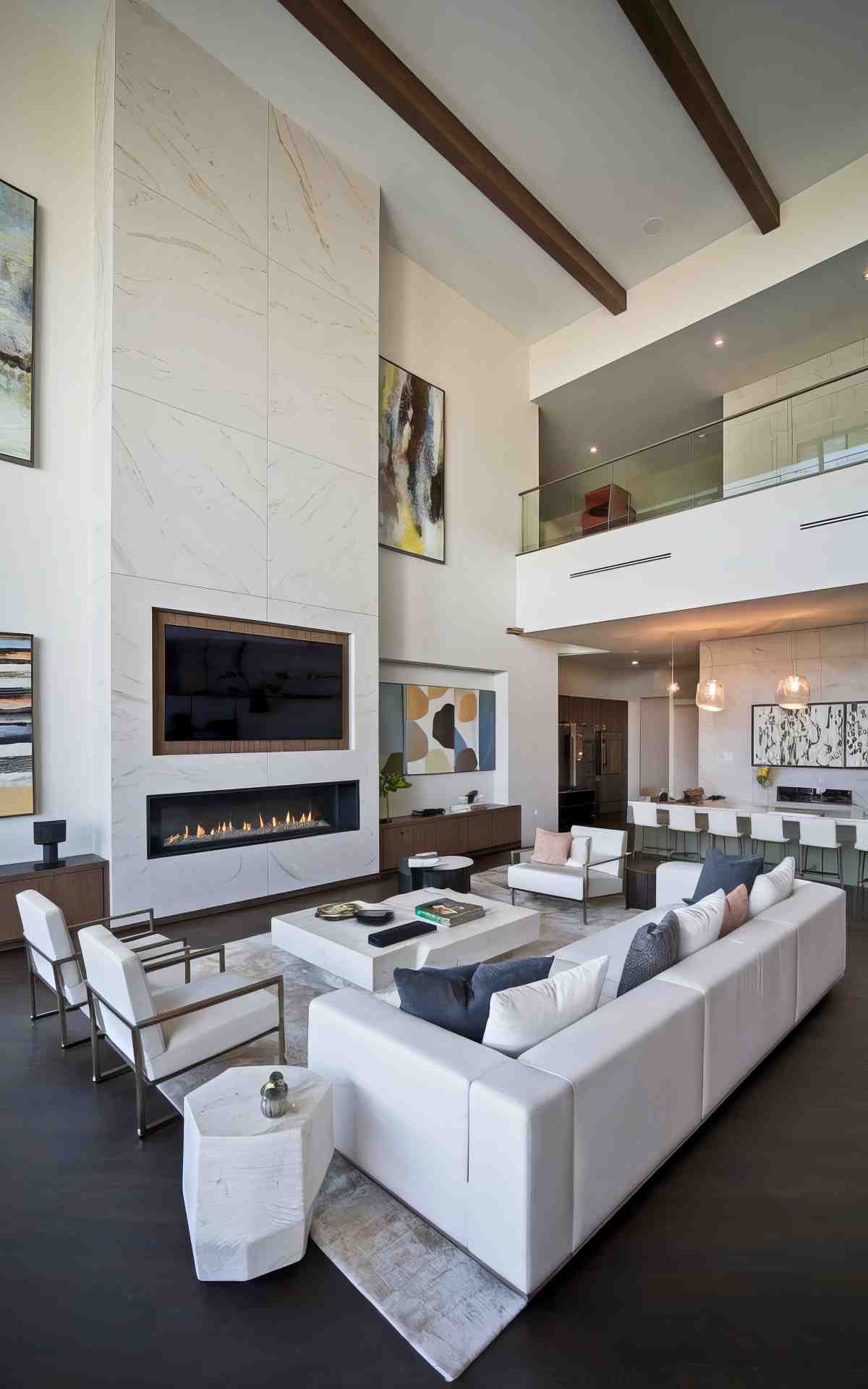 Contemporary double height living room