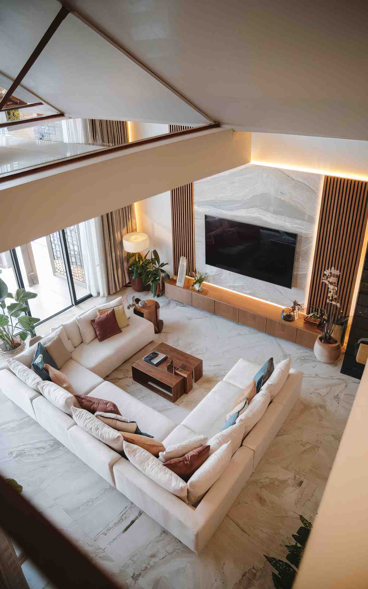 Serene double height living room