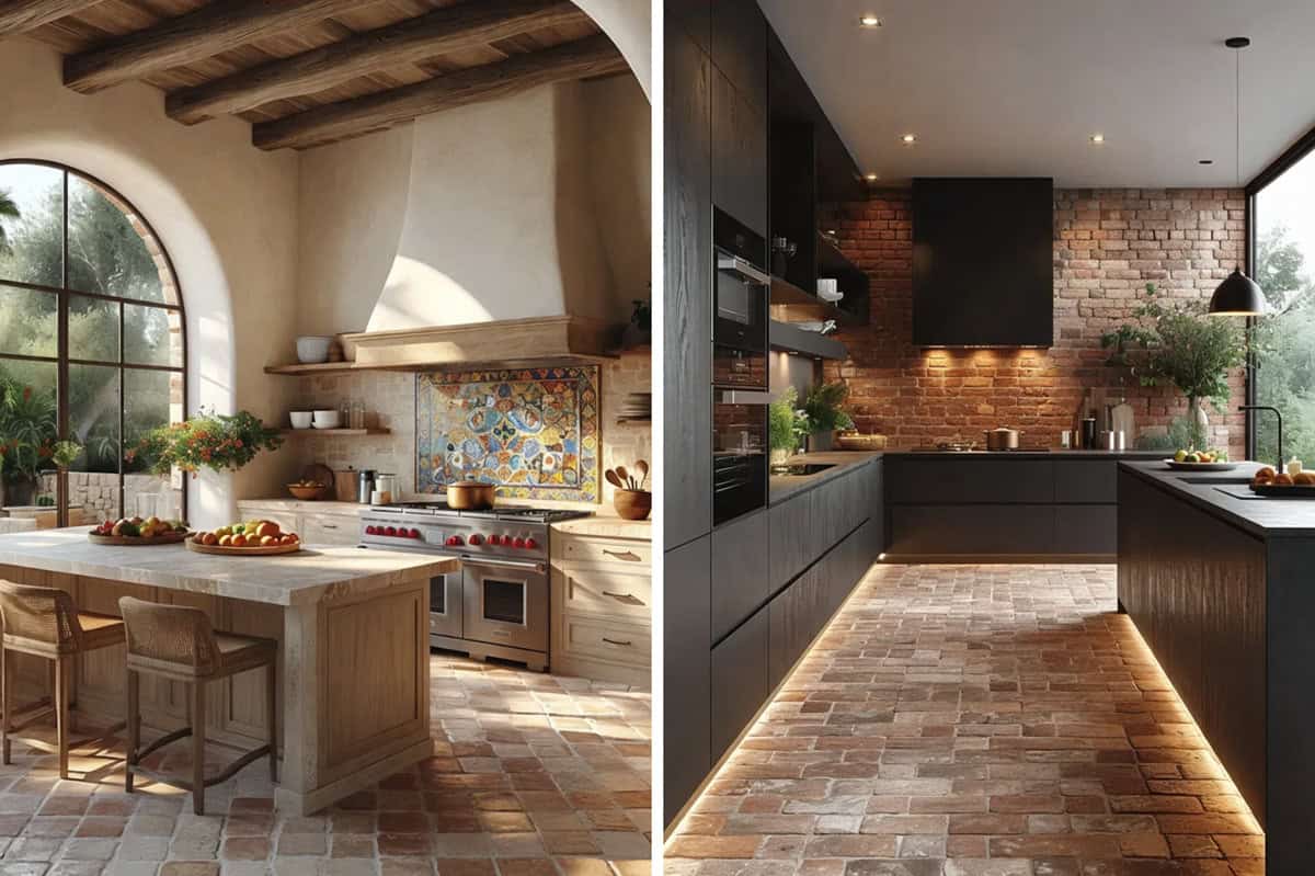 10 Kitchens with Brick Floors That’ll Sweep You Off Your Feet