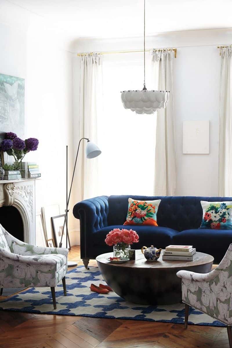 Blue Velvet Sofa