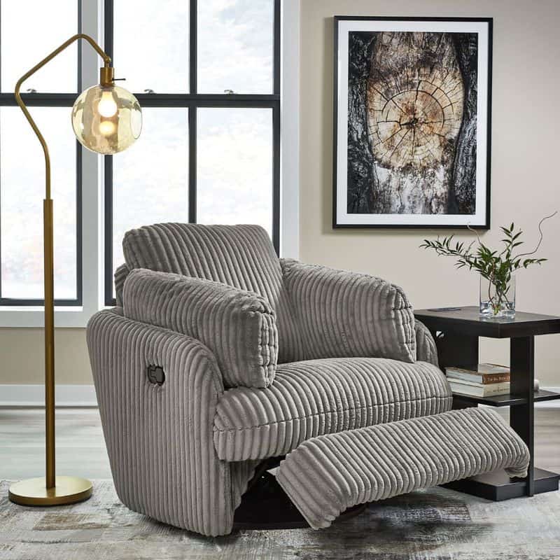 Chic Gray Corduroy Recliner