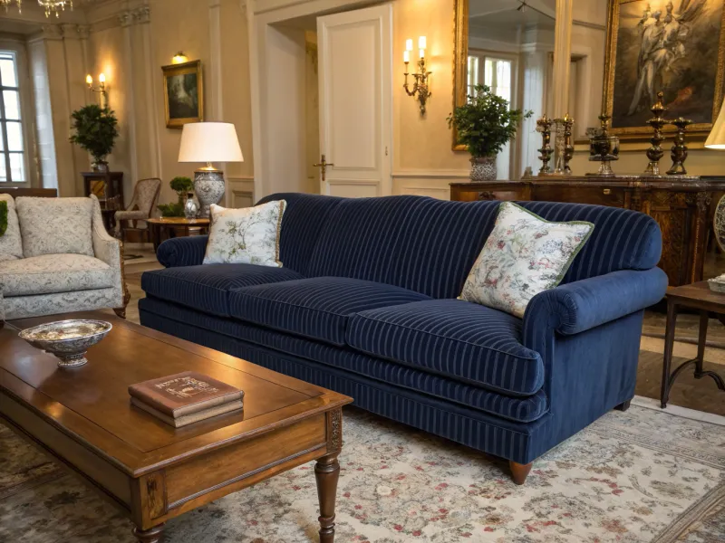 Classic Navy Corduroy Sofa