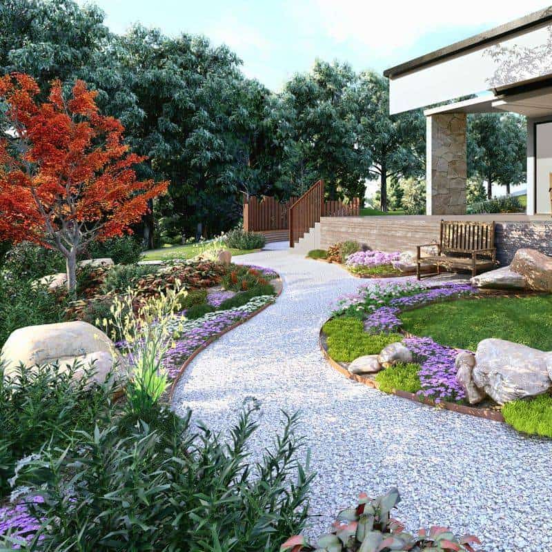 Curved Landscape with Gravel