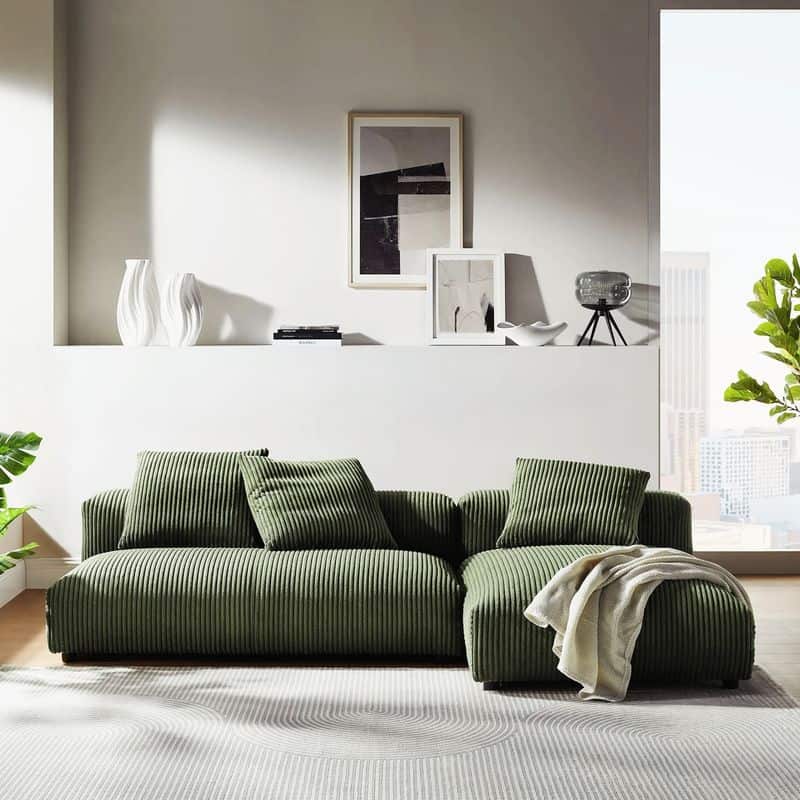 Deep Green Corduroy Sectional