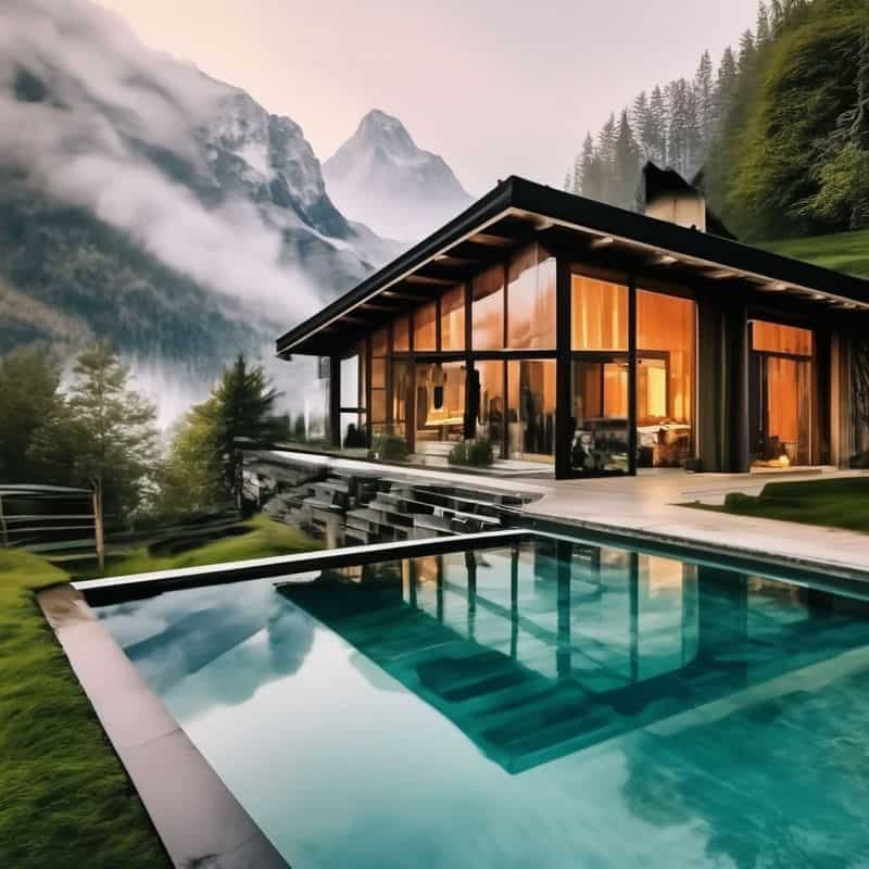 Mountain Peak Glass Chalet