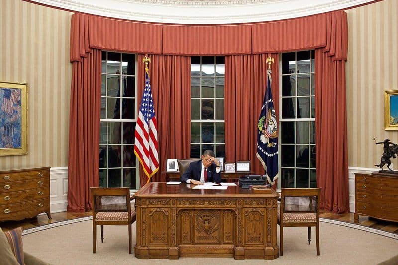 President Obama Liked Red Curtains and Striped Wallpaper