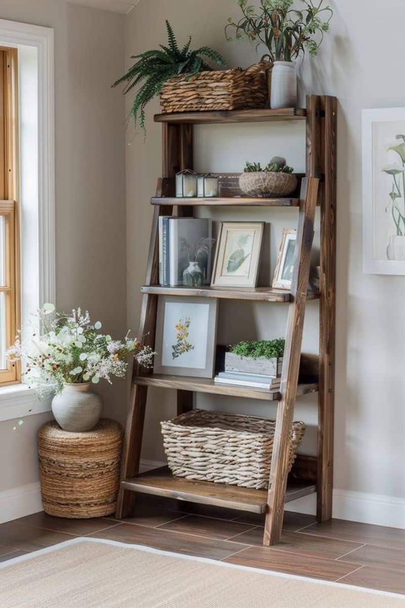 Rustic Farmhouse Ladder Shelf