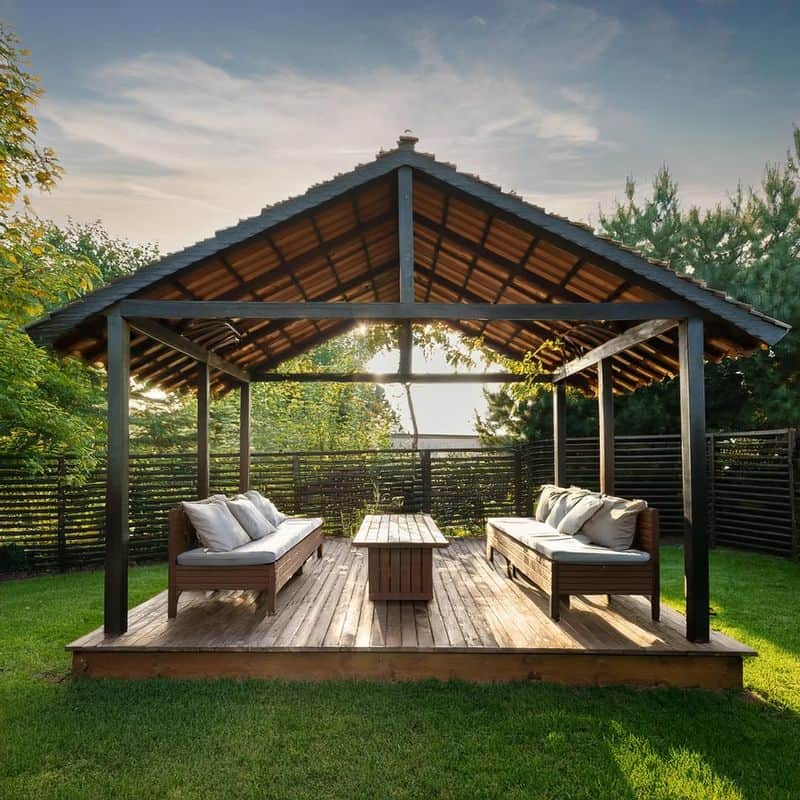 Rustic Wood Slat Gazebo