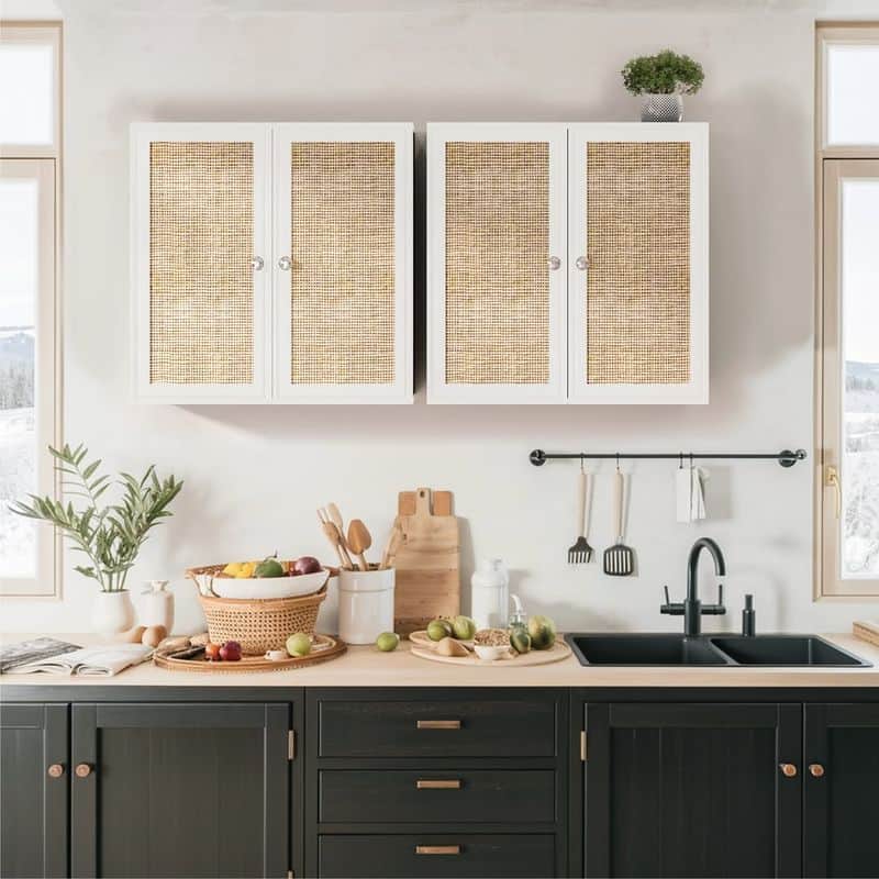 Scandinavian Style Cane Cabinets