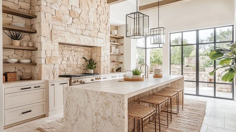 Stone Drenched Kitchen Islands