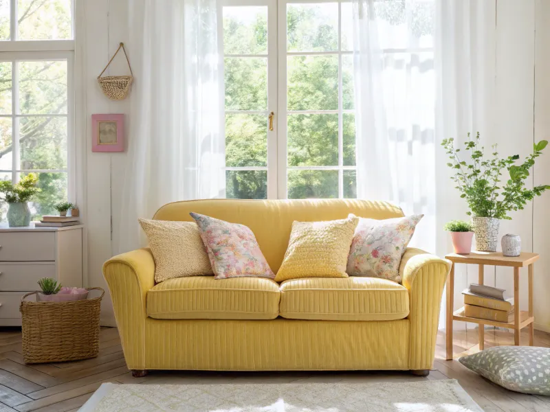 Sunny Yellow Corduroy Loveseat