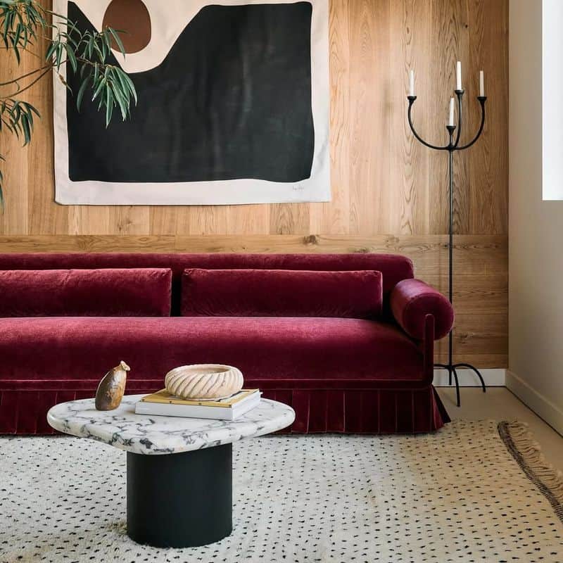 Burgundy Velvet Sofa