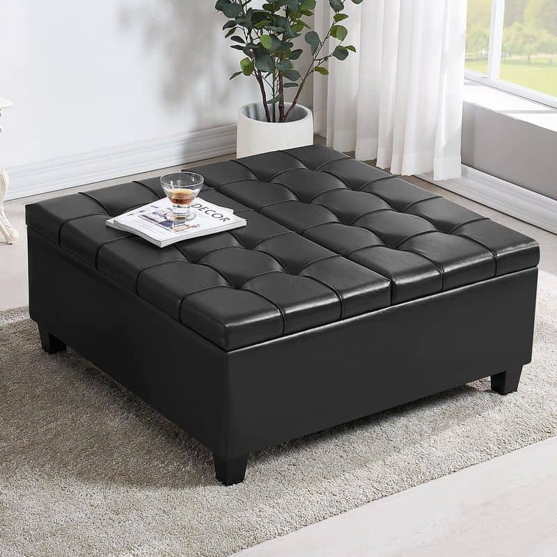 Oversized Leather Ottoman