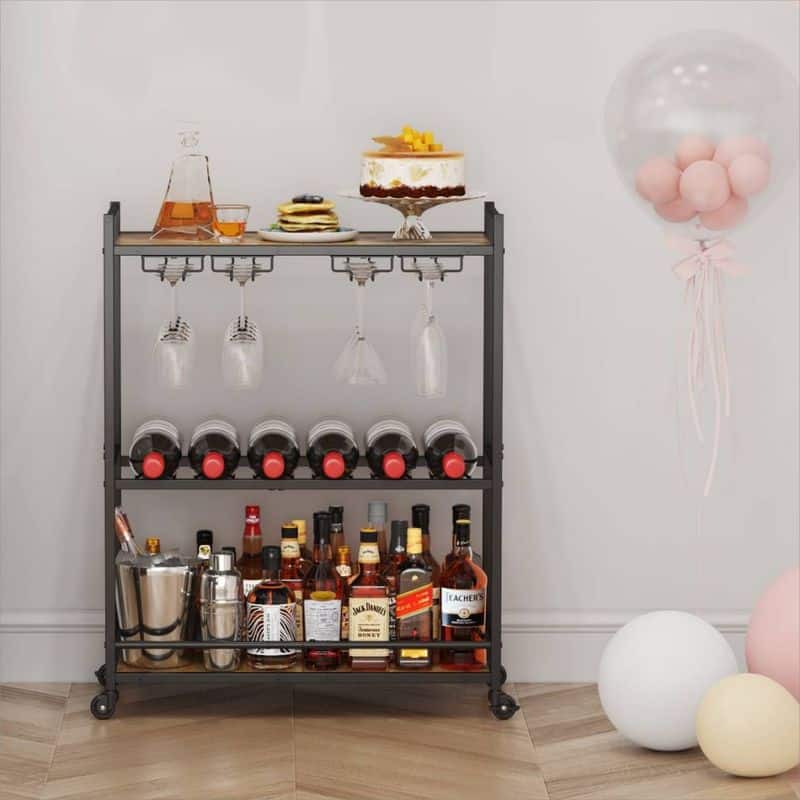 Rolling Cart Wine Rack