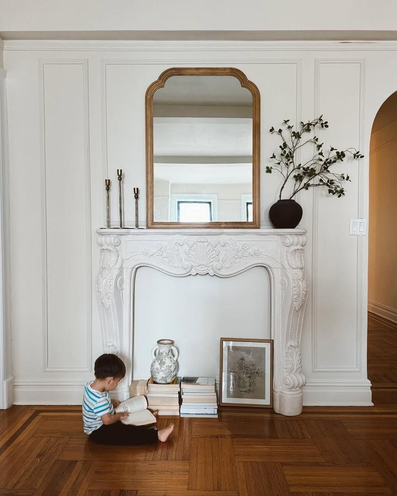 Books Inside a Faux Fireplace