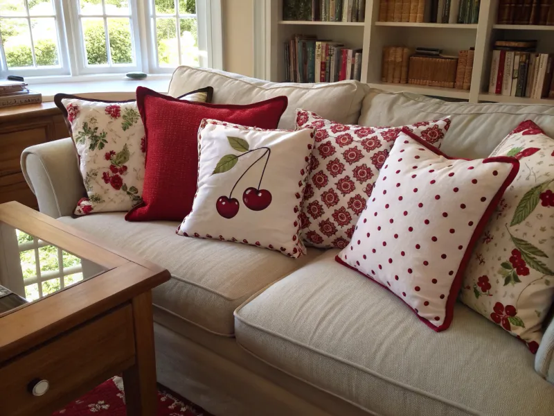 Cherry-Themed Throw Pillows