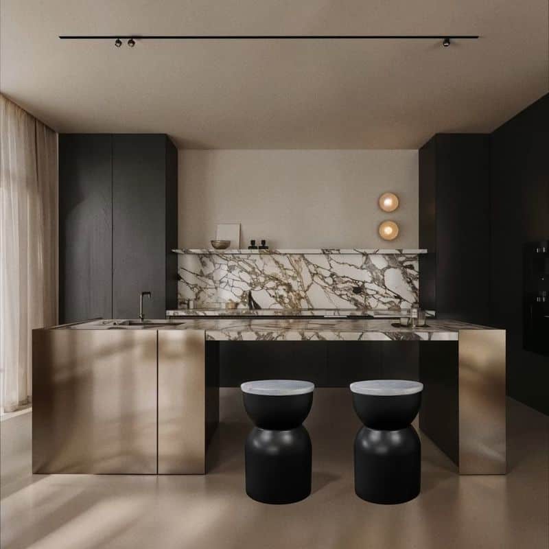 Feature a Metallic Kitchen Island
