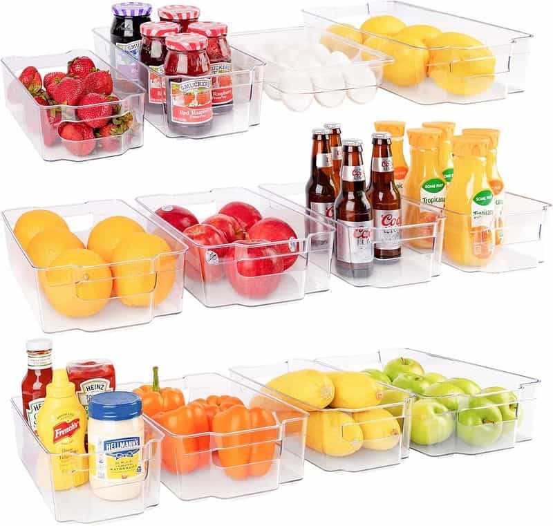 Oizeir Clear Plastic Fridge Organizer Bins