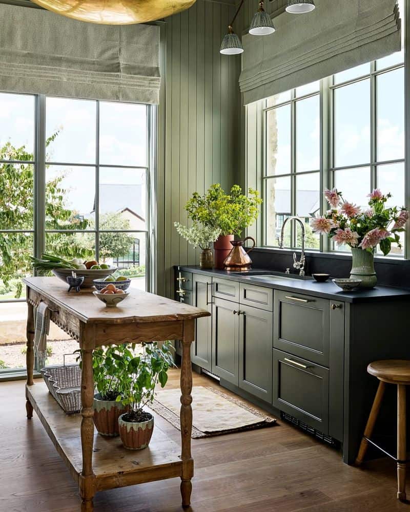 Olive Green, Black, and Rustic Wood