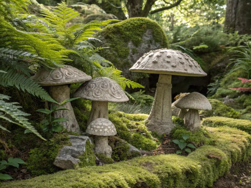 Sculpted Stone Mushrooms