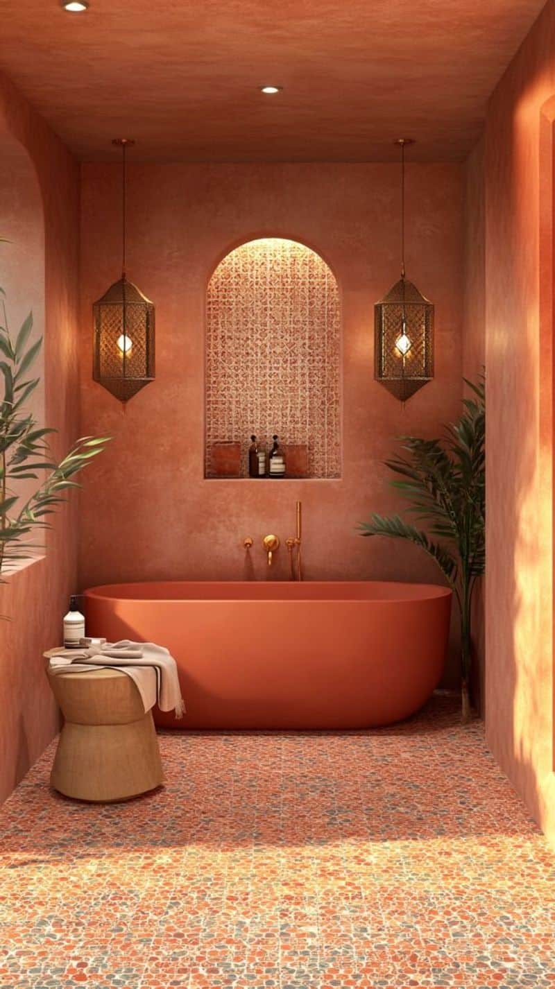 Serene Bathroom with Sunset Hues