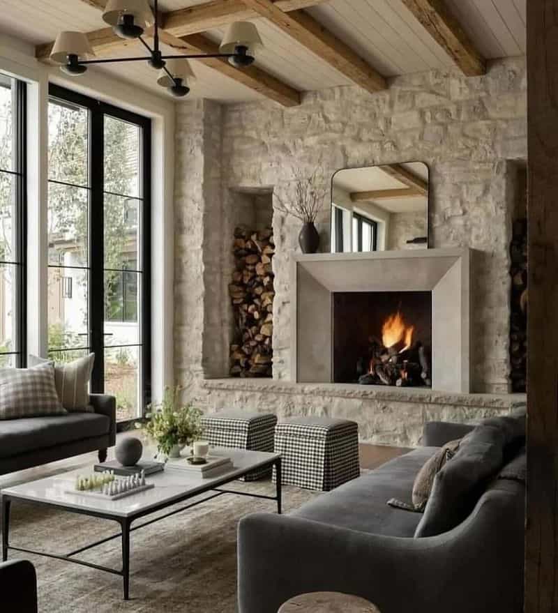 Stone Fireplace Centerpiece