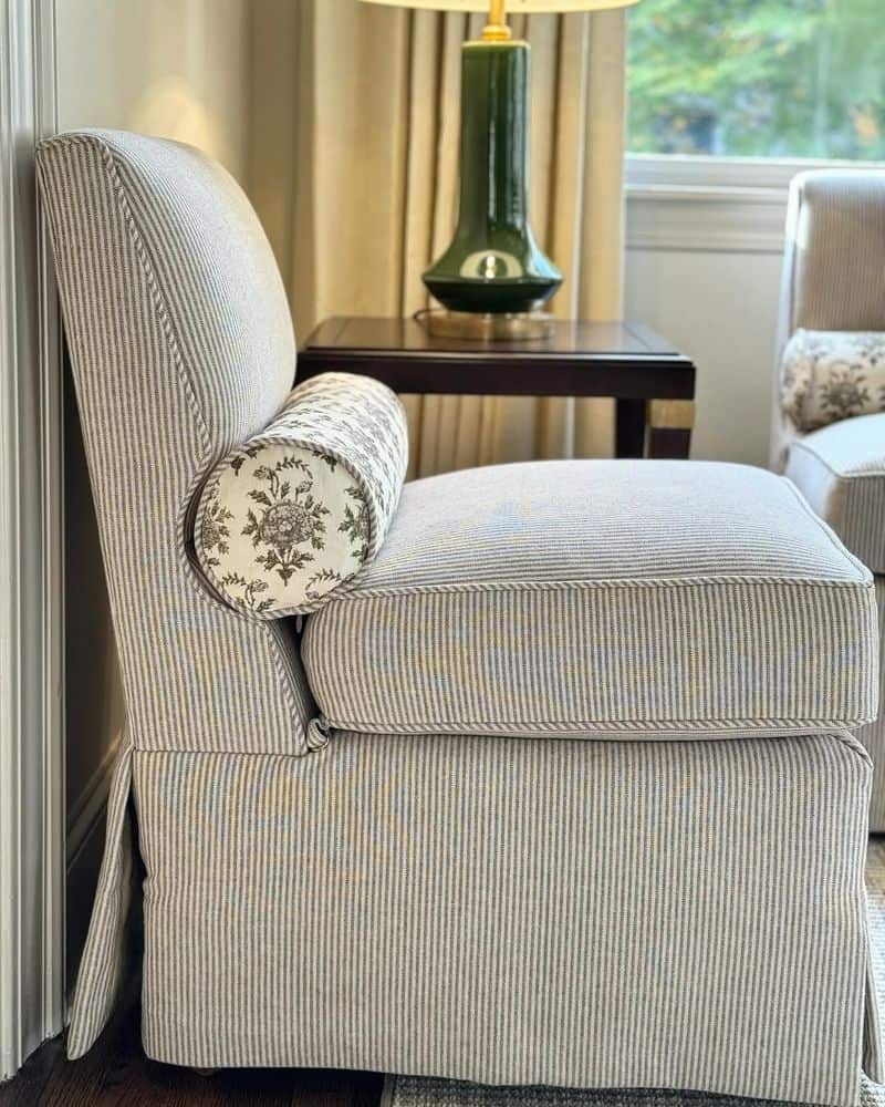 Striped Skirted Armchair