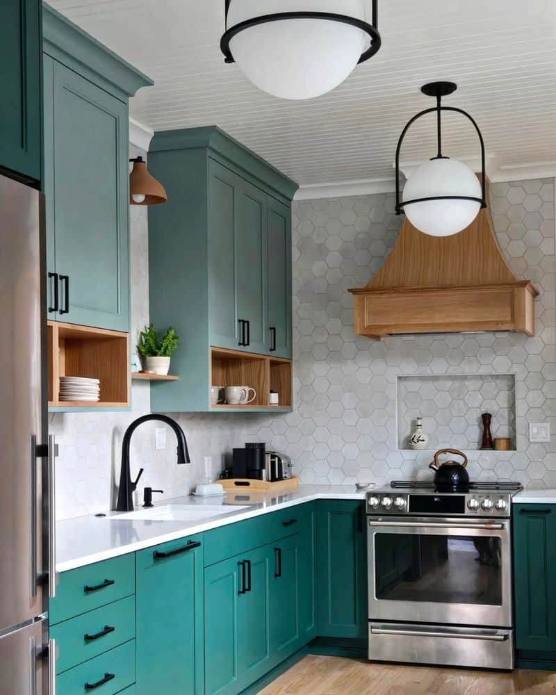 Teal and White
