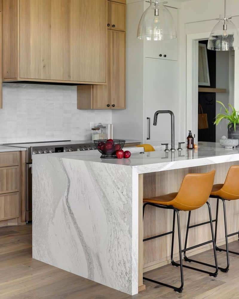 Upgrade to Quartz Countertops with Waterfall Edges