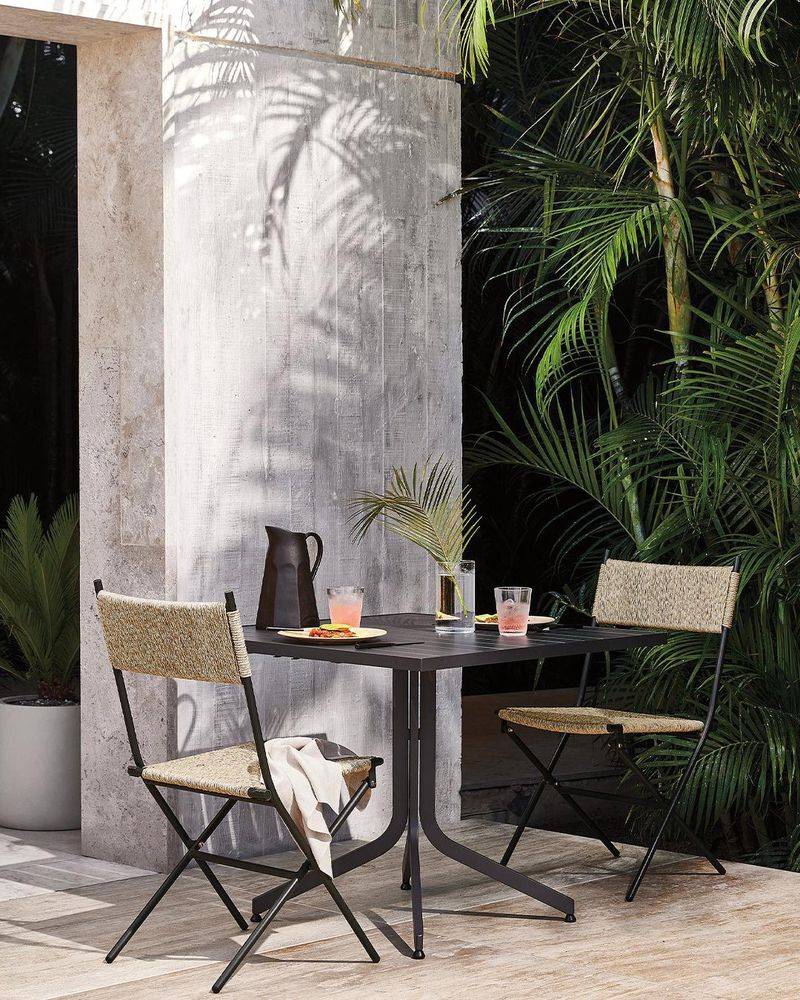 CB2 Mallorca Black Metal Outdoor Dining Table