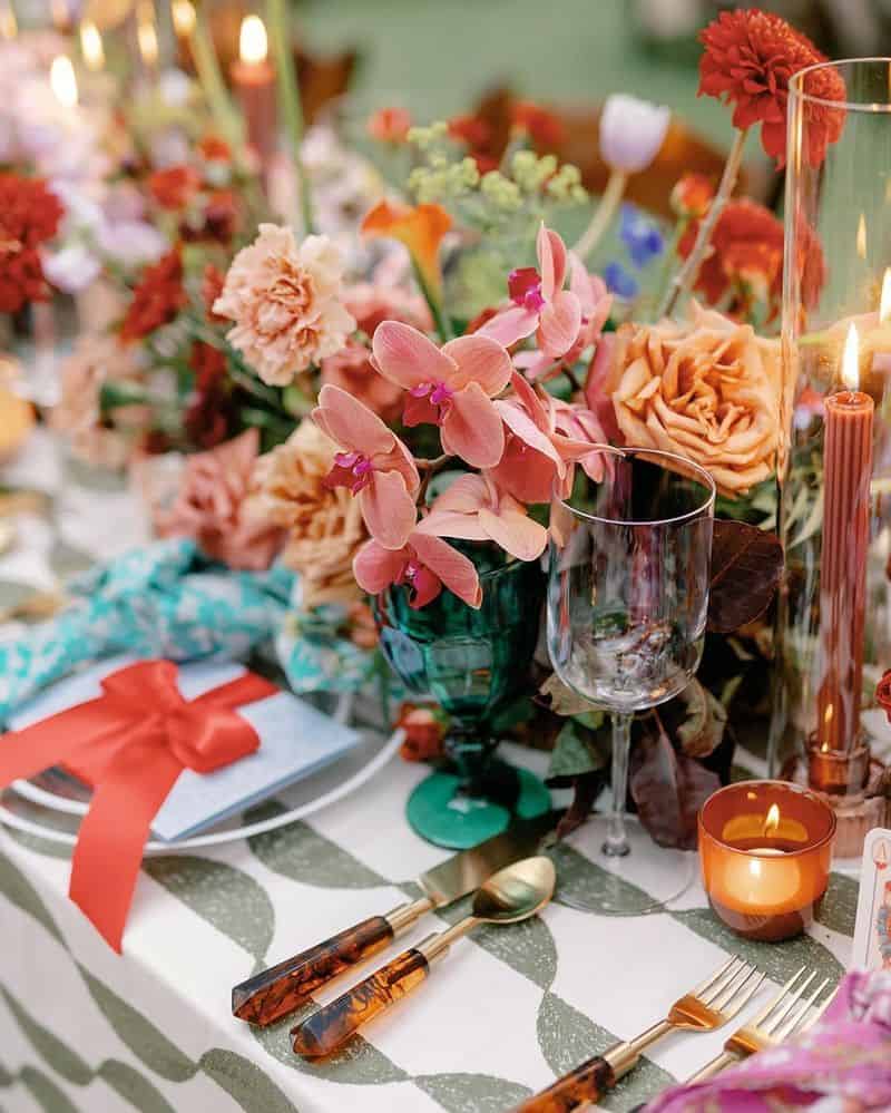 Coral, Teal, and Gold Elegance