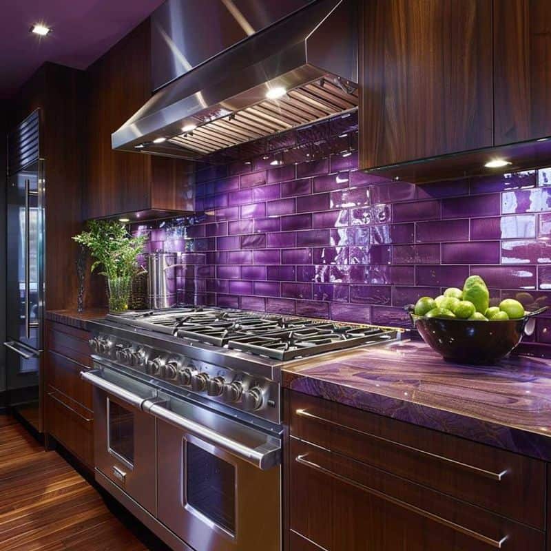 Purple Backsplash Tiles