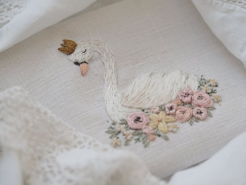 Embroidered Swan Bed Linen