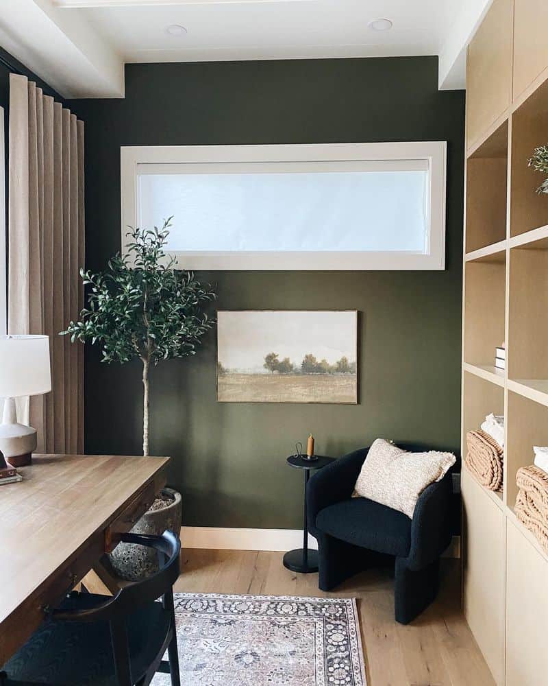Forest Green in a Cozy Study