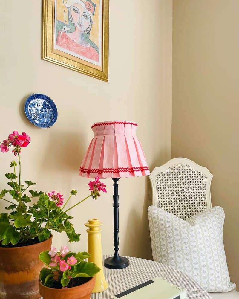 Incorporate Pleated Lampshades and Skirted Tables