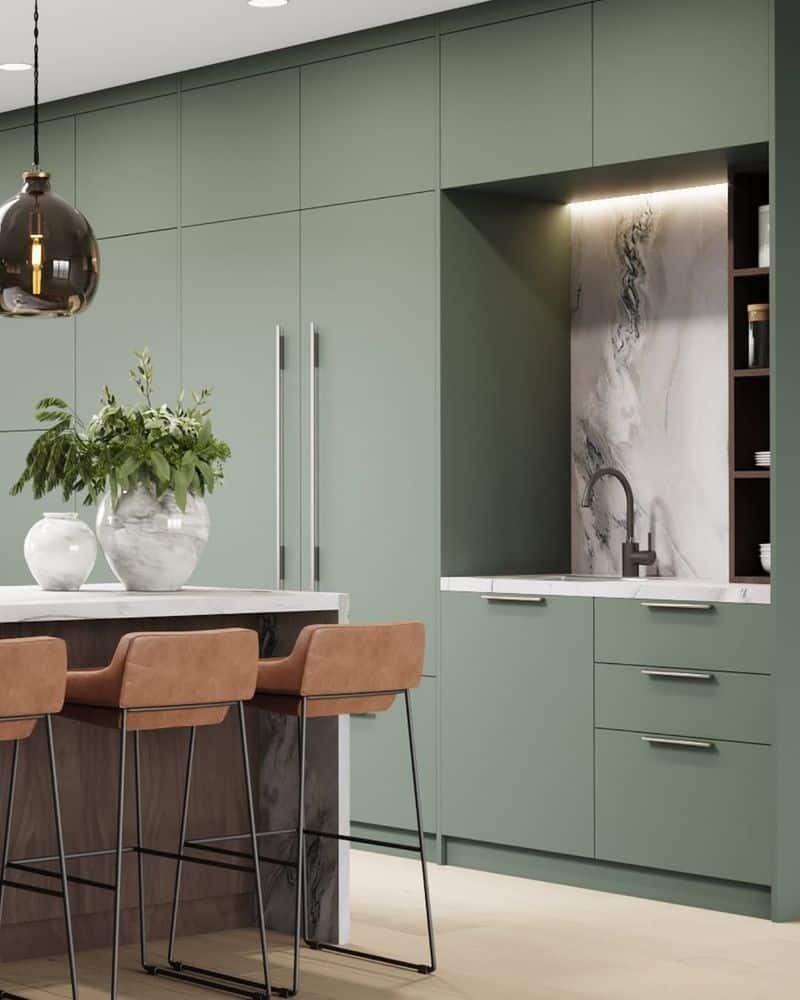 Minimalist Green Kitchen