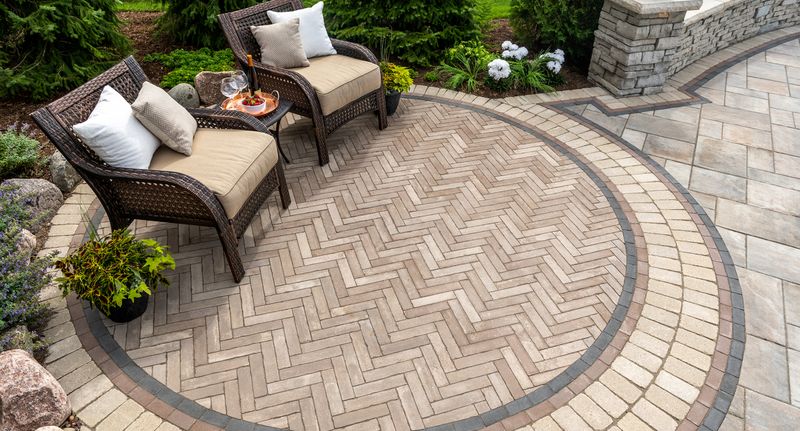 Clay Brick Herringbone Pattern