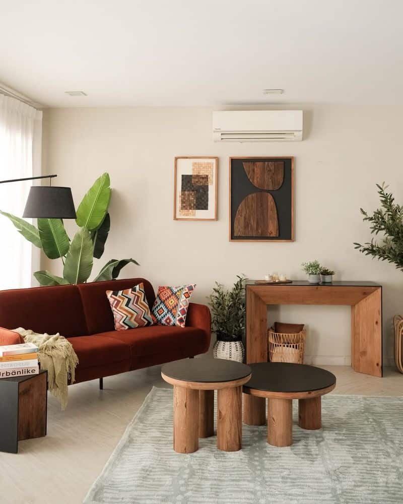 Natural Wood and Rattan Elements