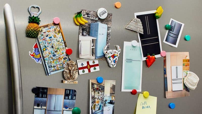 Cluttered Refrigerator Surface